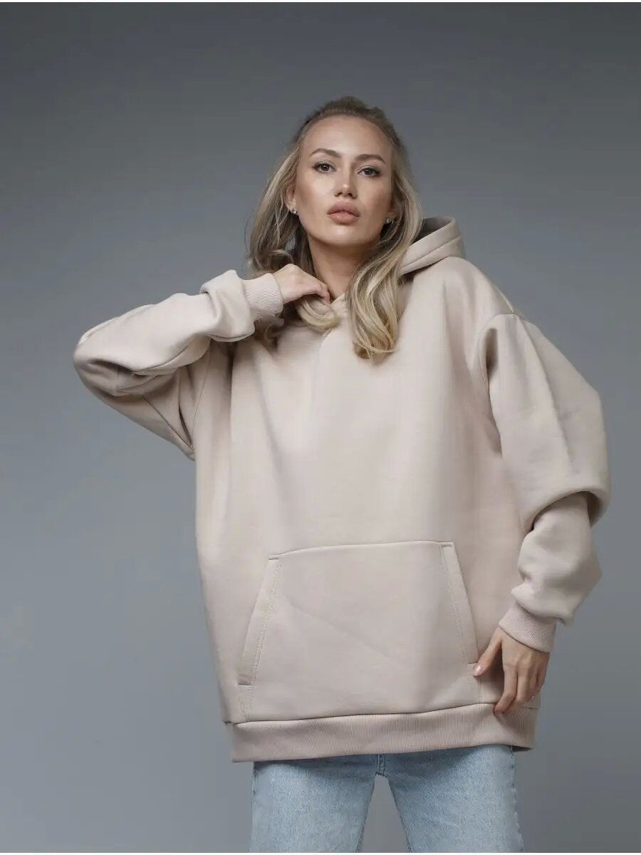 Grand Sweat à Capuche Doux et Moelleux pour Femmes avec Poche Kangourou