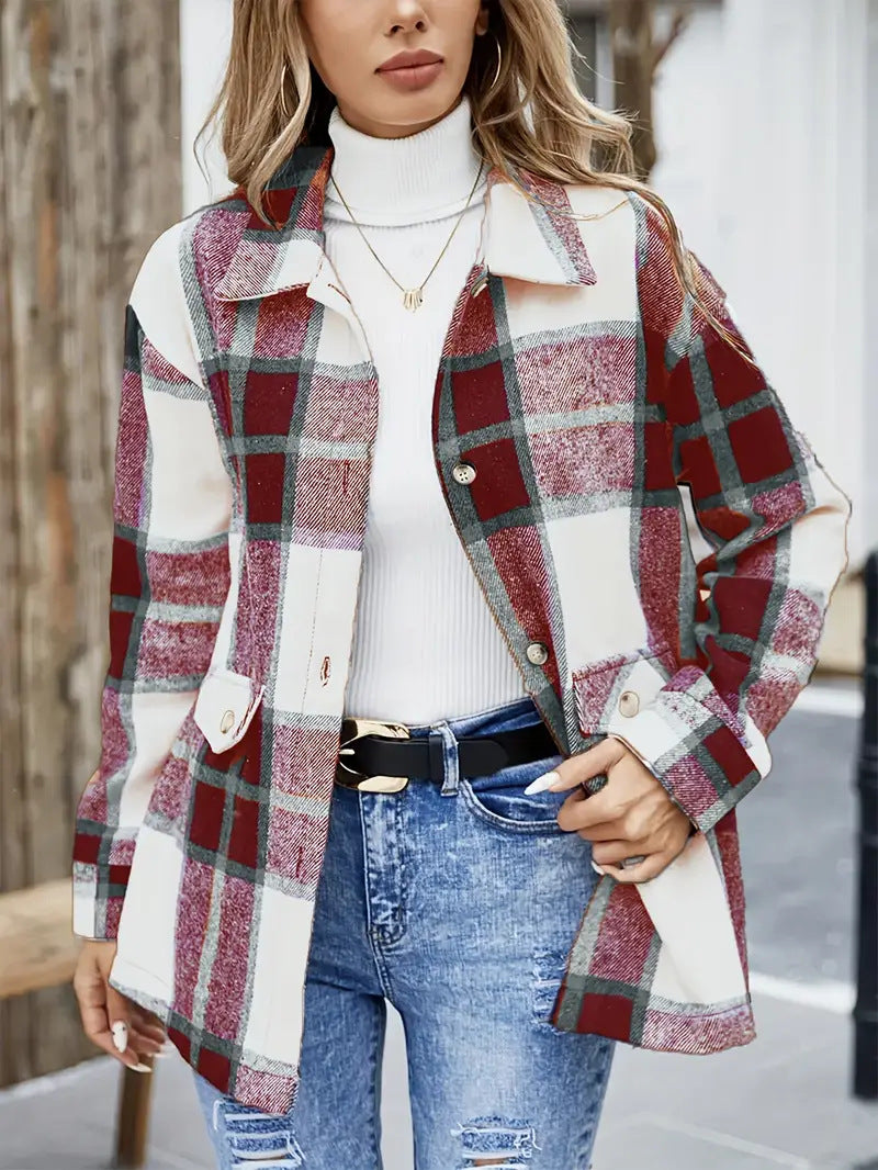 Chemisier oversize à carreaux chic pour femme