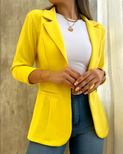 Blazer Femme Élégant Coupe Cintrée Manches Longues