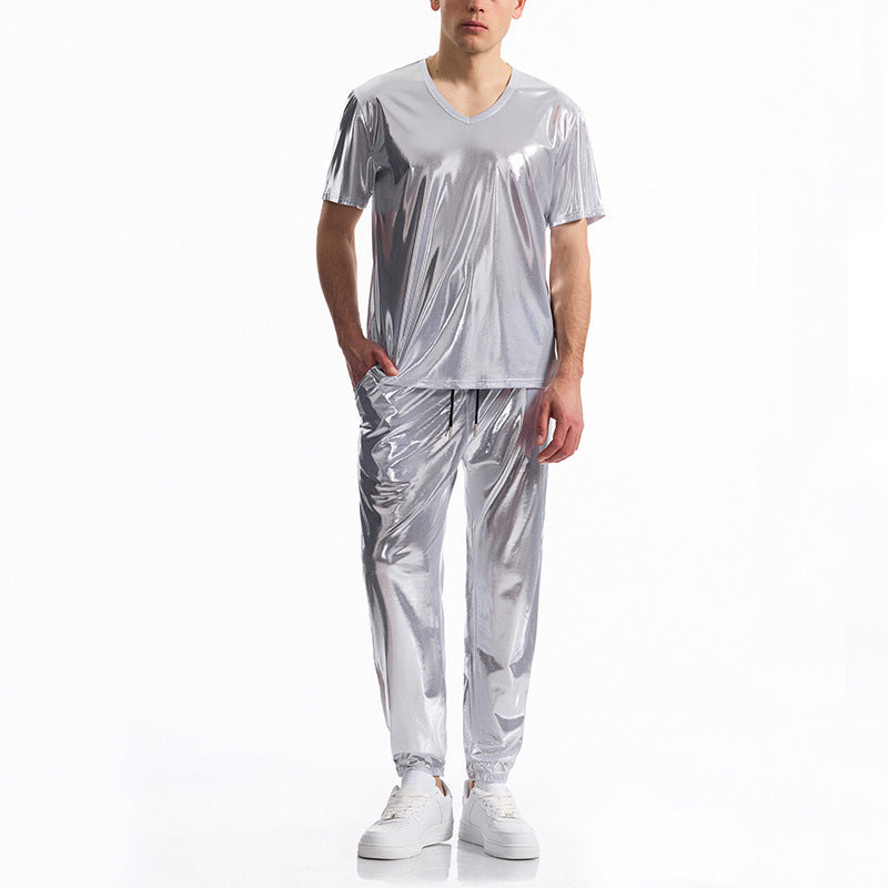 Haut de sport pour homme Brillant Col en VFitness