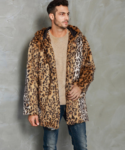 Manteau en fausse fourrure pour homme Élégant Capuche Chic