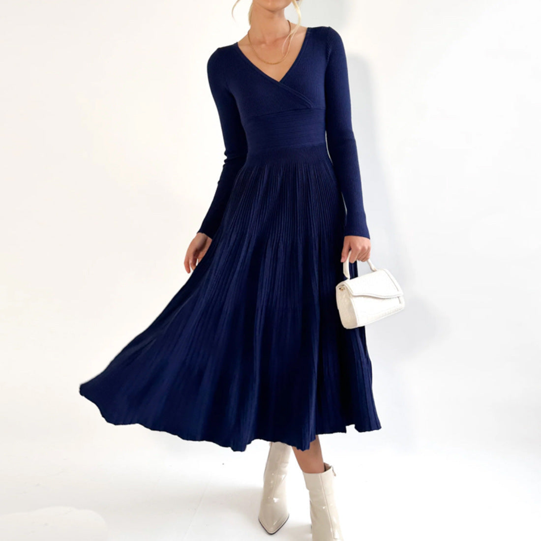 Robe cache-cœur plissée élégante pour femme