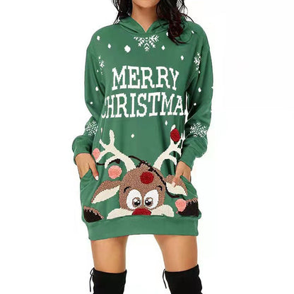 Robe de Noël pour femme style sweat à capuche