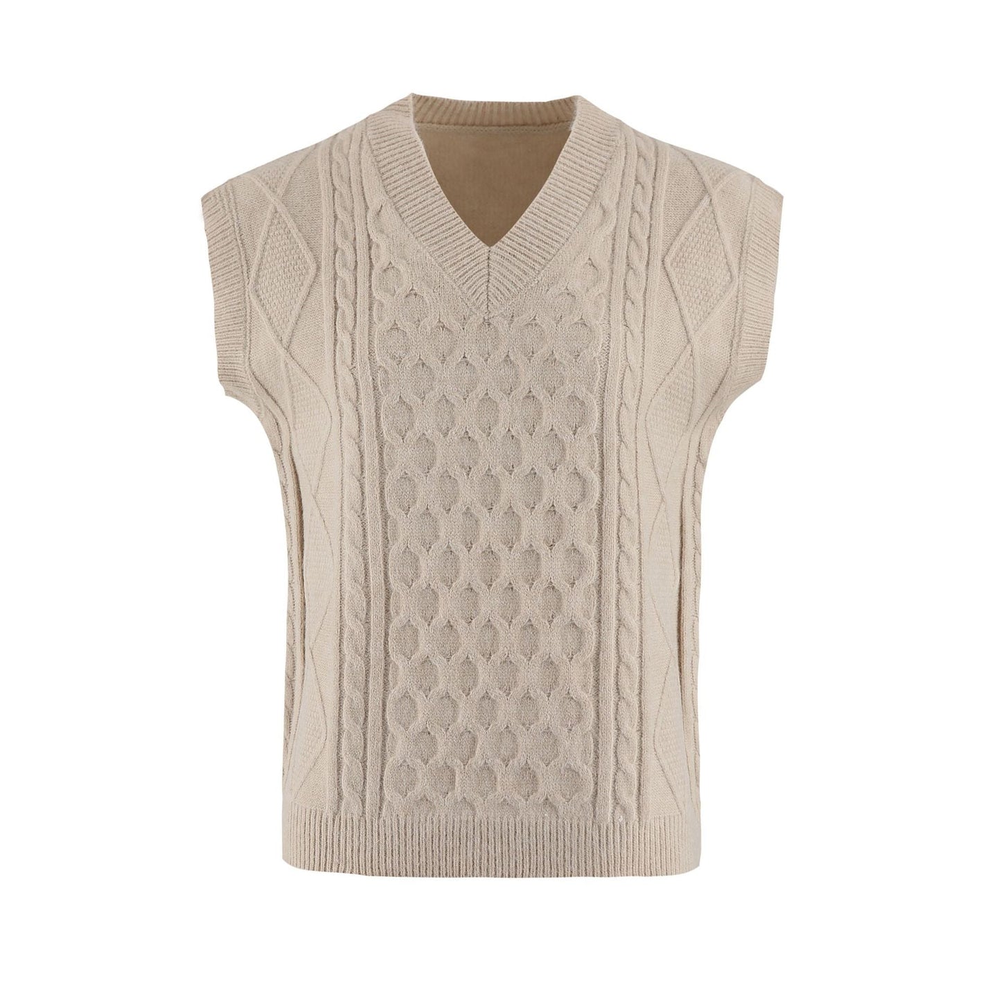Gilet en tricot pour femme col V motif torsadé vêtement élégant