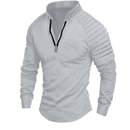 T-shirt à manches longues pour hommes, sportif, fonctionnel, avec fermeture éclair