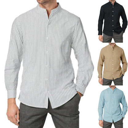 Herren Hemd Modern Streifen Stehkragen Eleganz - IdealeKleiden