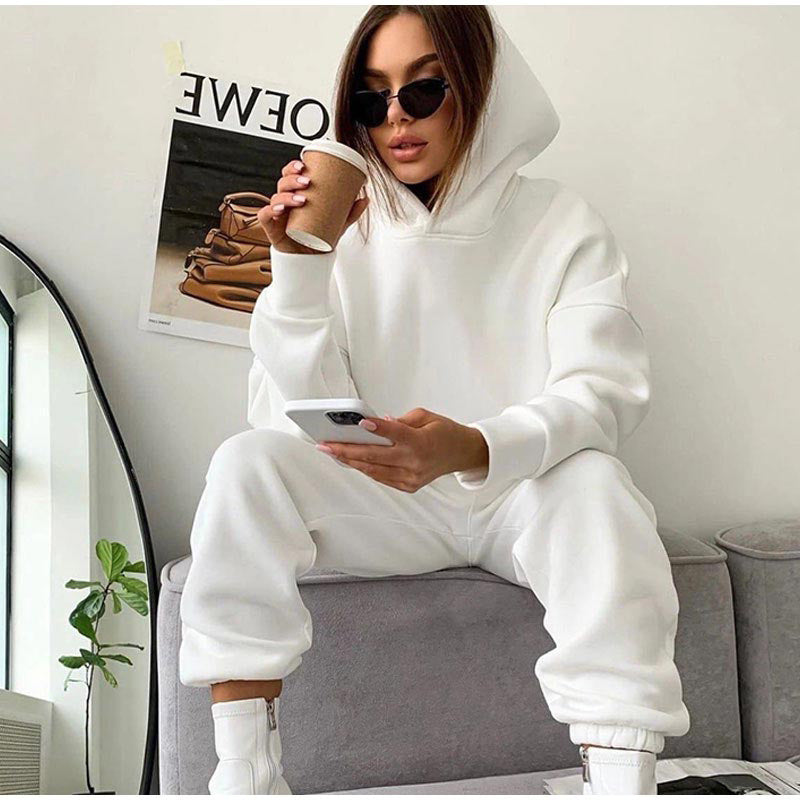 Ensemble de jogging pour femme à capuche, élastique et confortable