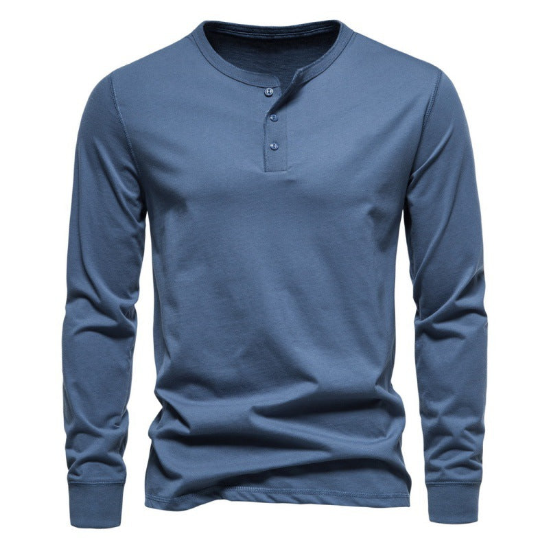 Haut à manches longues pour homme, moderne, boutonné, élégant