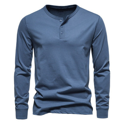 Haut à manches longues pour homme, moderne, boutonné, élégant