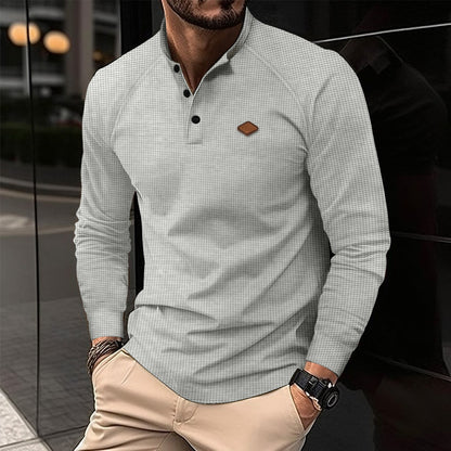 T-shirt à manches longues pour homme, motif élégant, col moderne