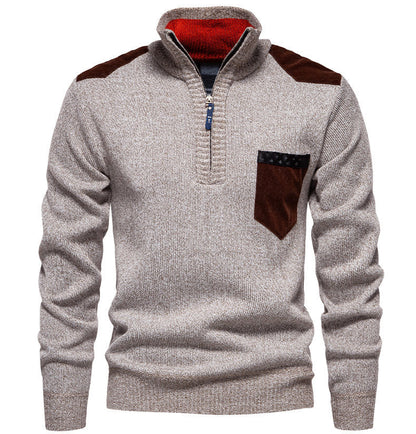 Pull Homme Moderne Col Semi-Montant Design Élégant