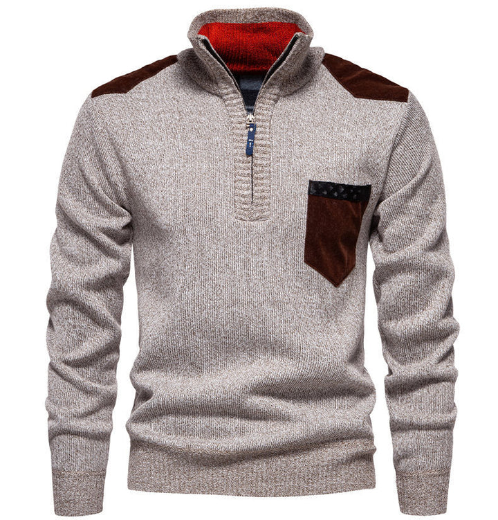 Pull Homme Moderne Col Semi-Montant Design Élégant
