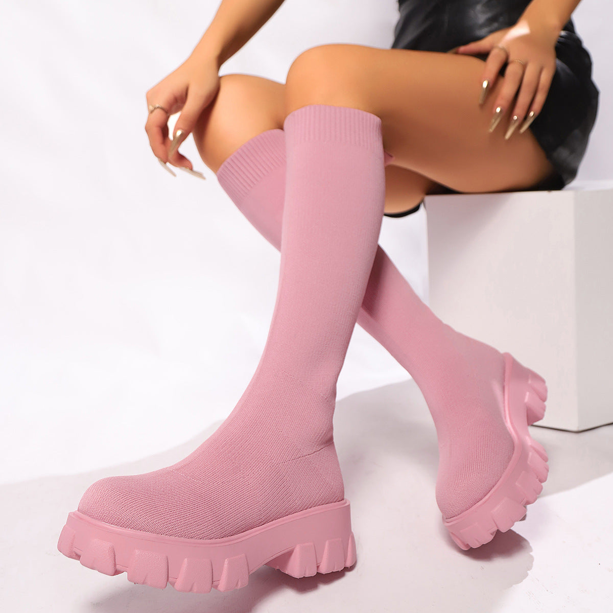 Bottes cuissardes pour femmes Motif voyant Semelle antidérapante