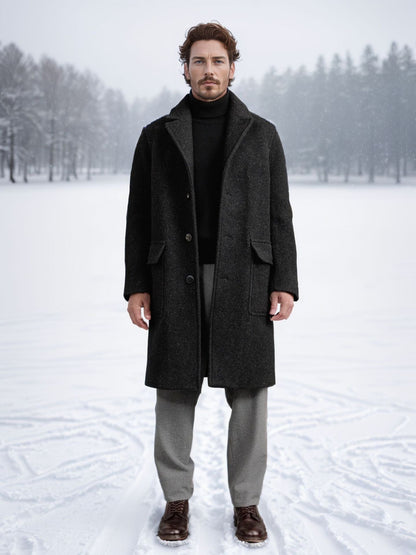 Manteau d'hiver homme élégant et chaud avec poches