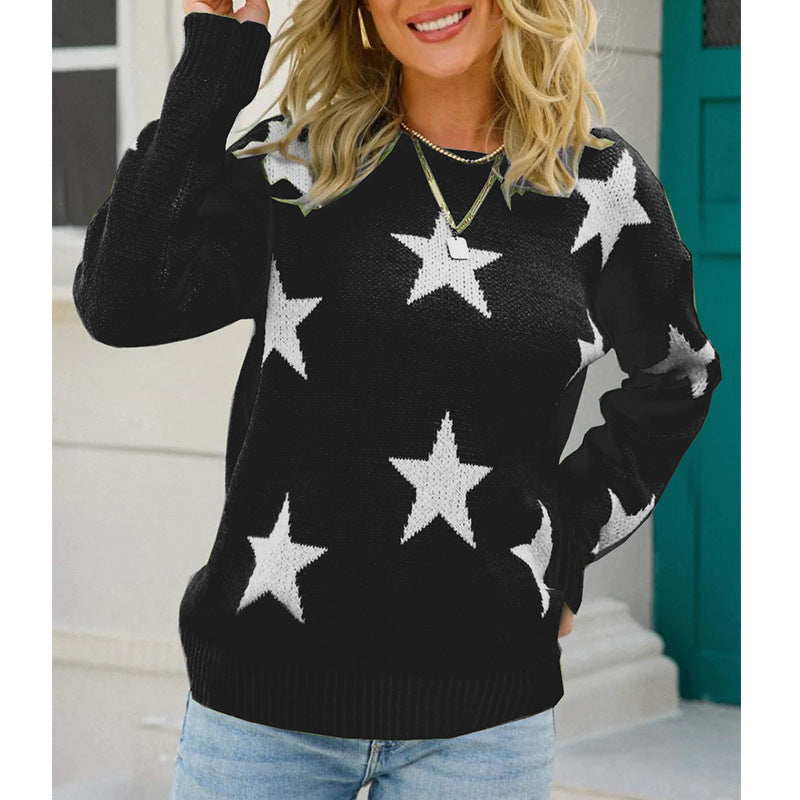 Pull femme motif étoile décontracté chic