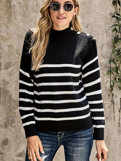 Robe femme rayée pull tricoté à manches longues moderne