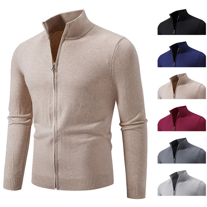 Herren Strickjacke Modern Stehkragen Funktionsverschluss - IdealeKleiden