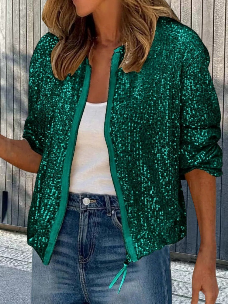 Veste à paillettes pour femme Coupe moderne Vêtements pour femme