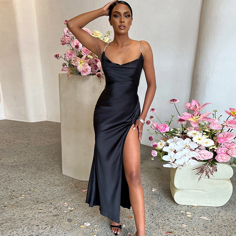 Robe longue élégante pour femme avec fente profonde