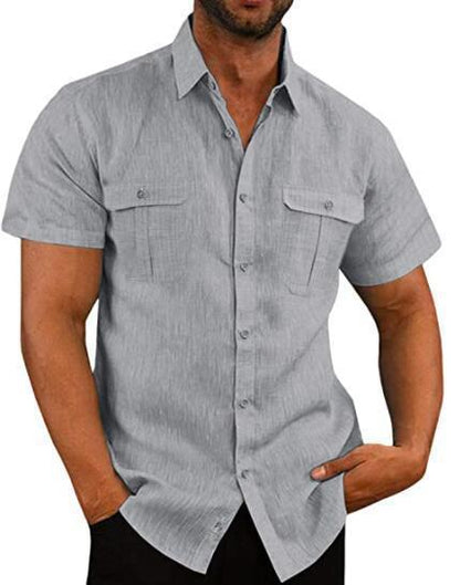 Chemise homme manches courtes pratique avec poche poitrine