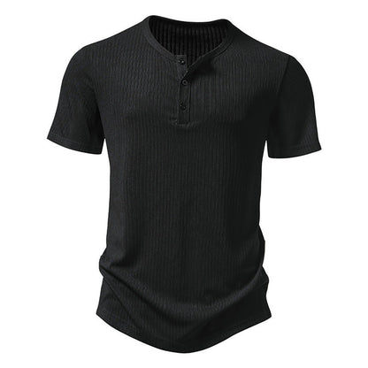 T-shirt à manches courtes pour homme, moderne, texturé, avec détails boutonnés