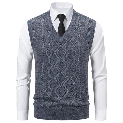 Pull tricoté homme, col V, aspect texturé