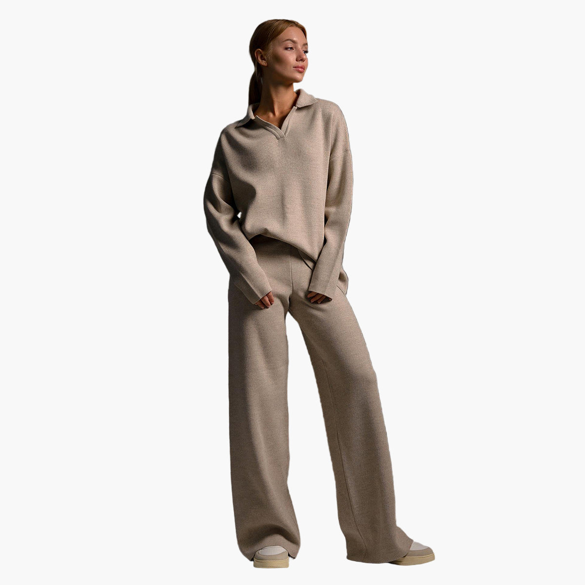 Ensemble loungewear confortable - Pull oversize à col et pantalon de jogging
