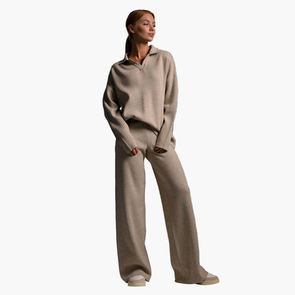 Ensemble loungewear confortable - Pull oversize à col et pantalon de jogging