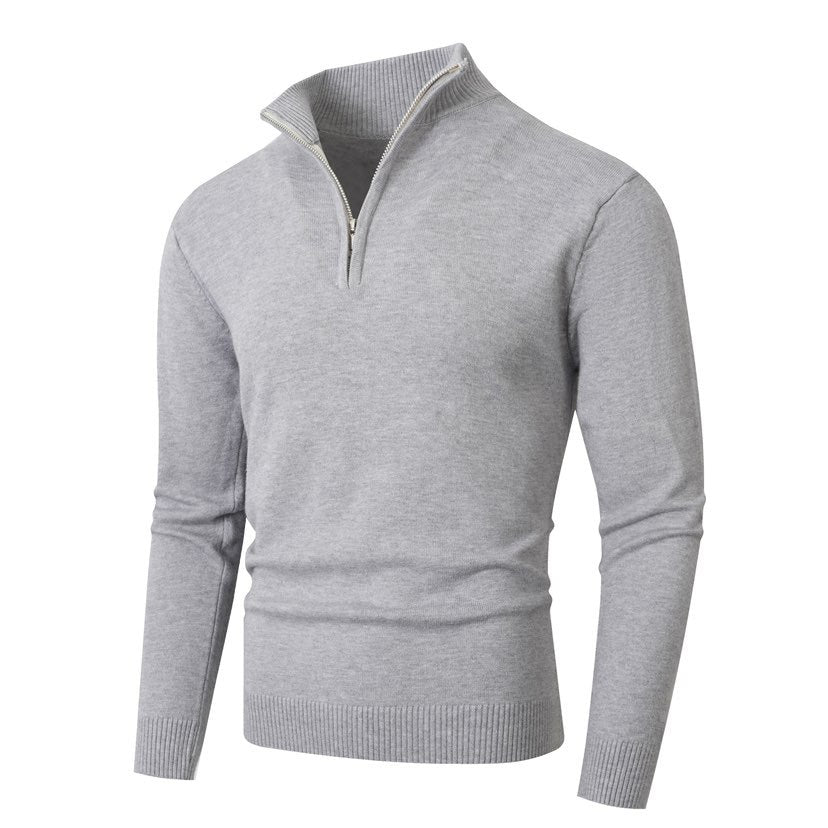 Pull pour homme, moderne, à demi-fermeture éclair, tissu structuré