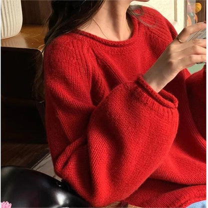 Femmes Pull ample confortable en coton doux