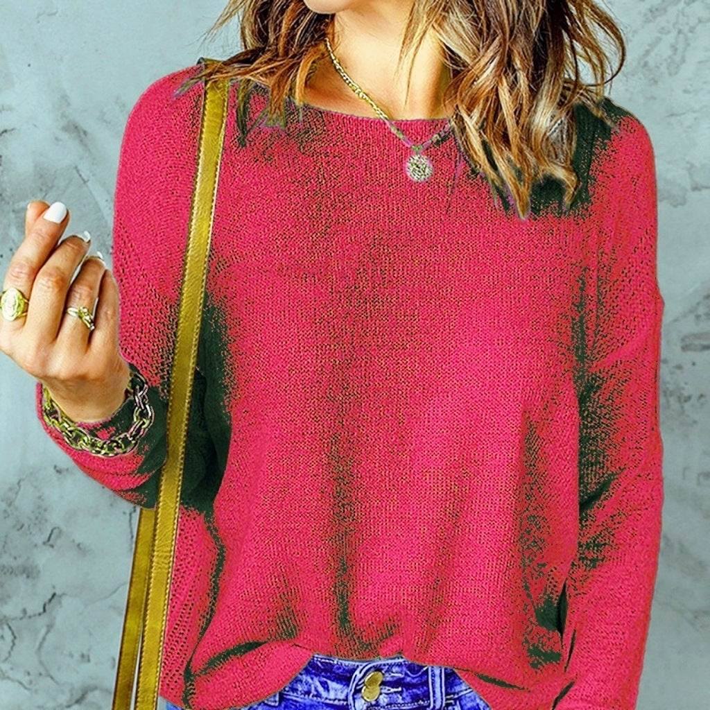 Pull femme grosse maille coupe ample col V