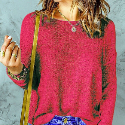 Pull femme grosse maille coupe ample col V