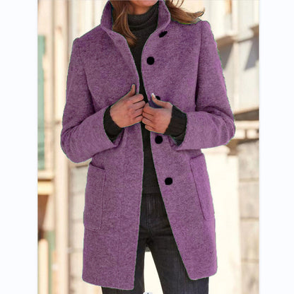 Veste en laine femme design classique élégant grandes poches