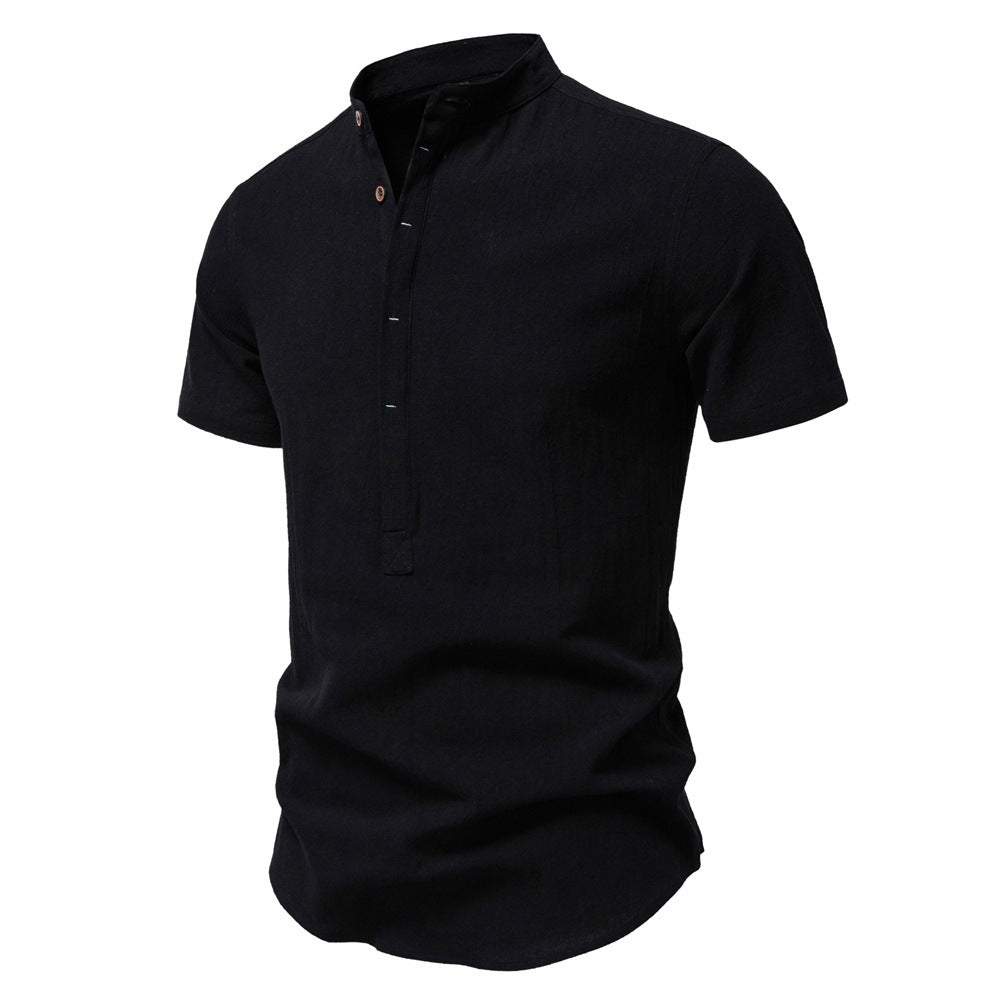 T-shirt homme à manches courtes, design moderne, patte de boutonnage