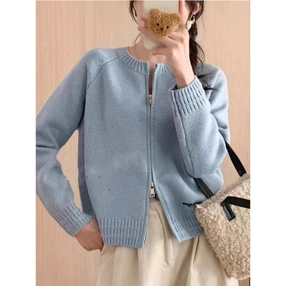 Cardigan Femme Moderne Fermeture Éclair Élégant