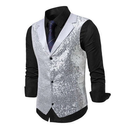 Gilet de costume pour homme Effet pailleté Style classique