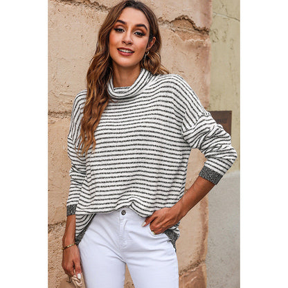 Pull col roulé femme Doux Manches longues Mélange de laine