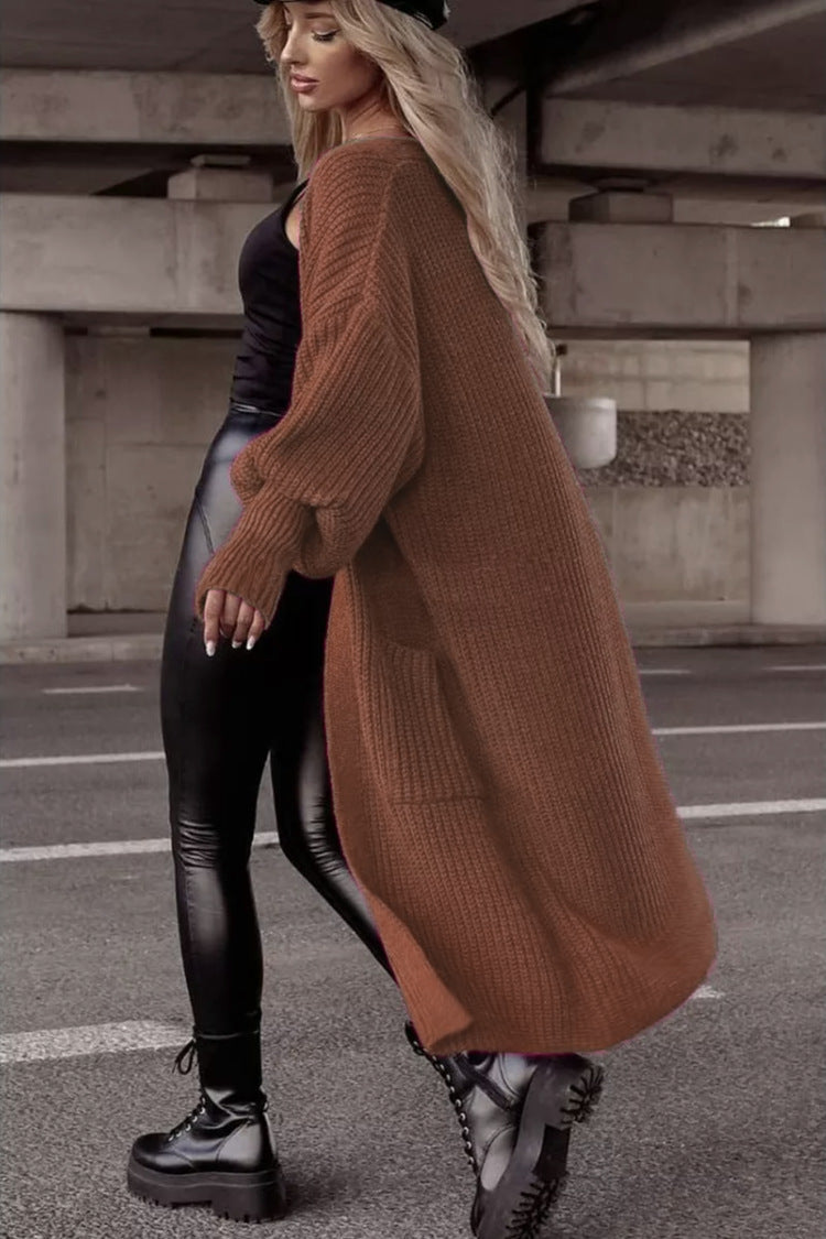 Gilet long pour femme, coupe oversize, décontracté, avec poches