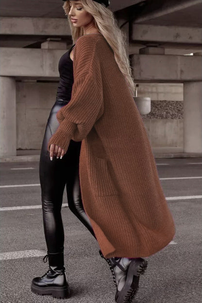 Gilet long pour femme, coupe oversize, décontracté, avec poches