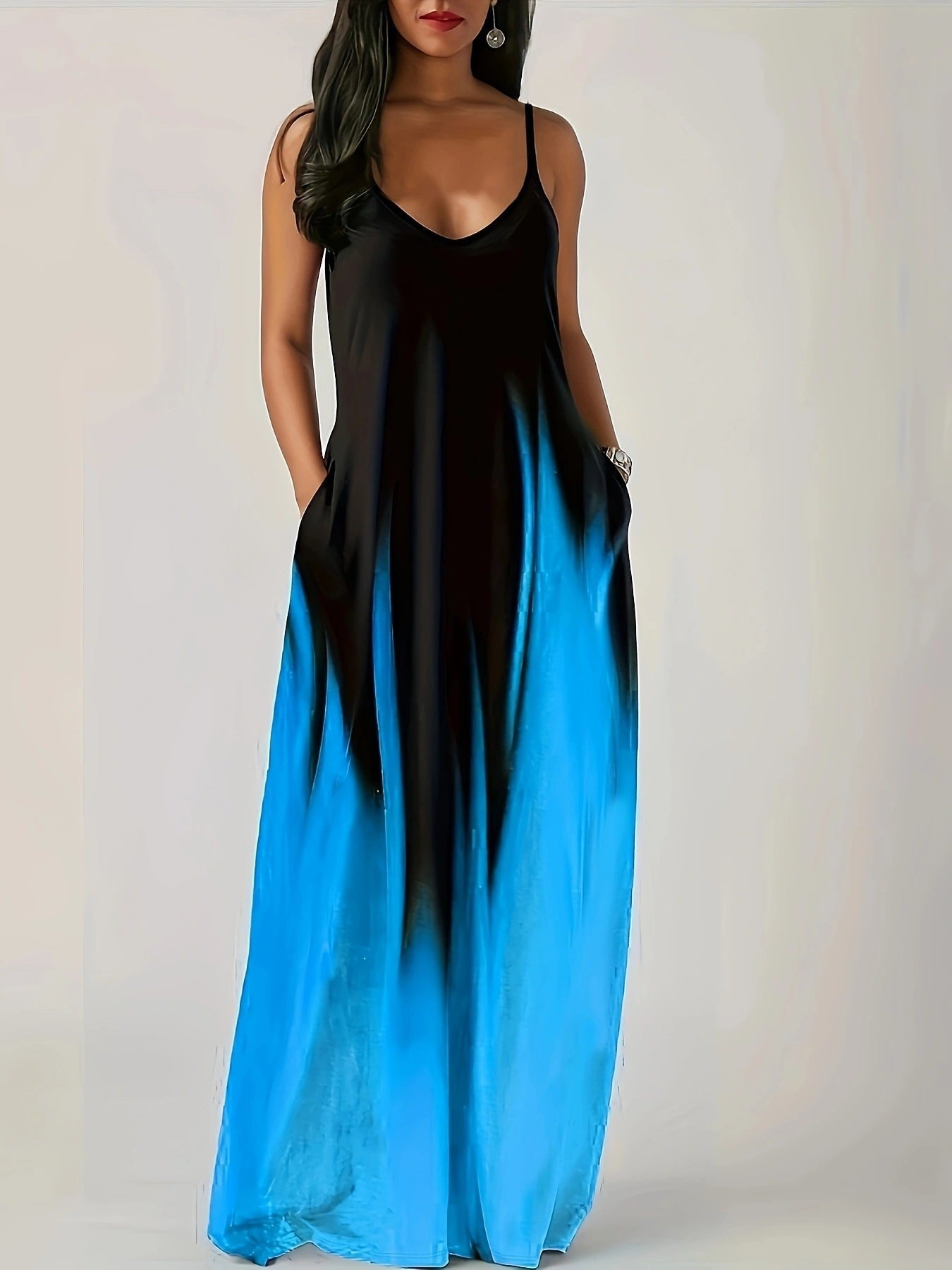 Robe longue élégante pour femme avec poches latérales