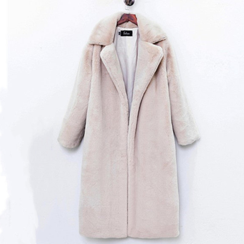 Manteau long femme de luxe style Teddy en fausse fourrure pour l'hiver