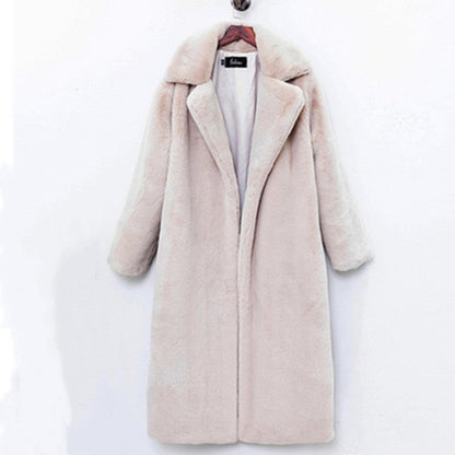 Manteau long femme de luxe style Teddy en fausse fourrure pour l'hiver
