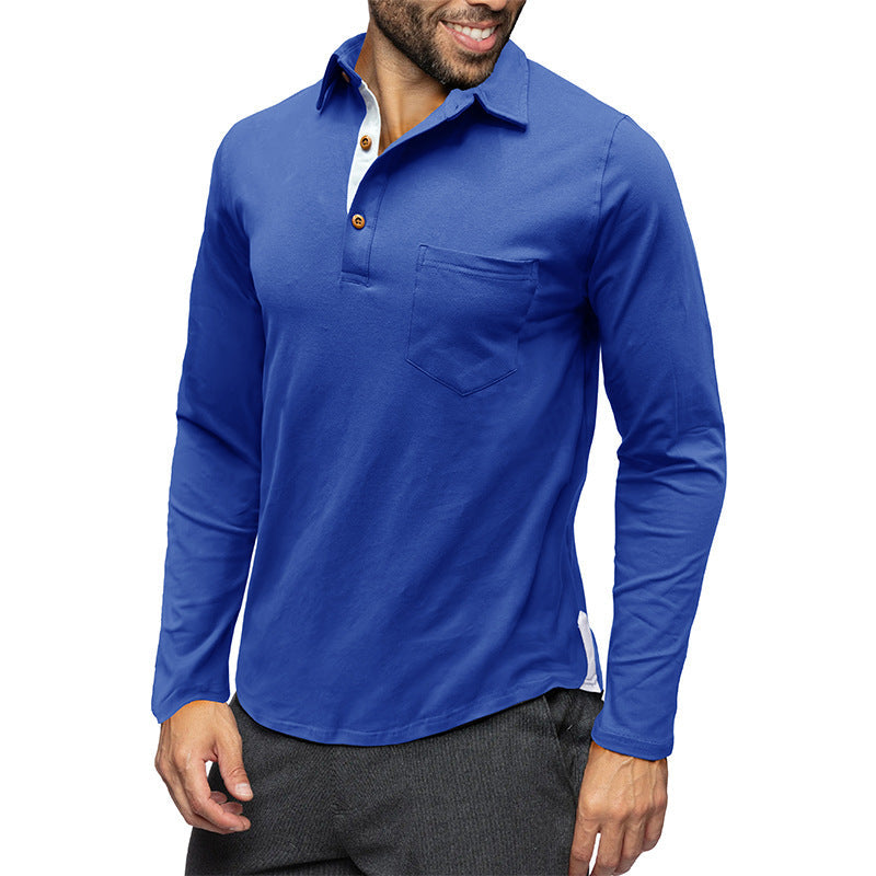 Chemise cintrée à manches longues en coton avec poche poitrine