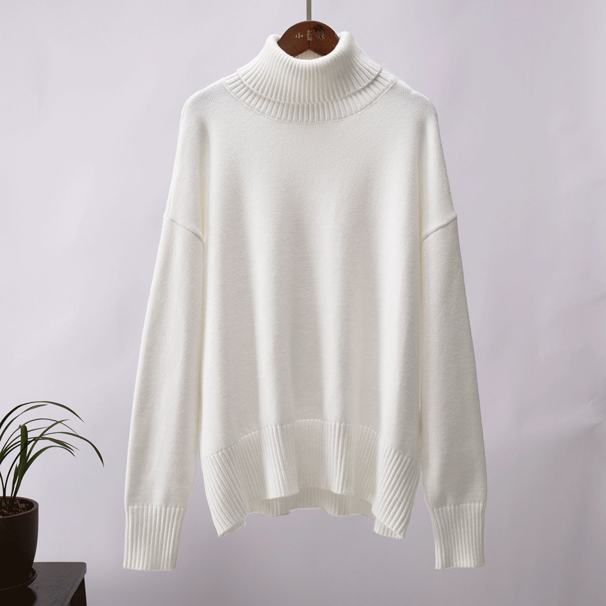 Pull-over tricoté pour femme Confortable Chaud Bord-côtes