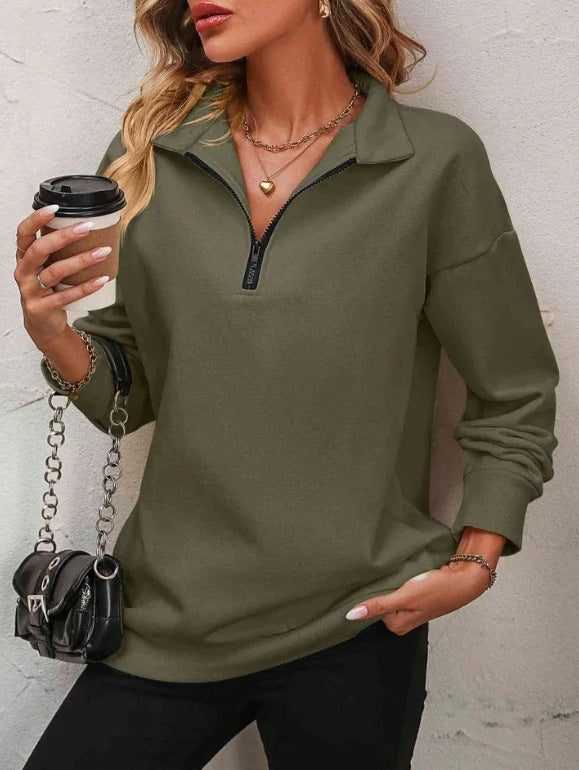 Sweat-shirt Femme Décontracté Fermeture Éclair Sportif