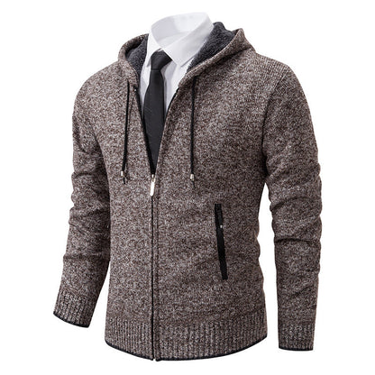 Cardigan à capuche homme doublé chaud hiver