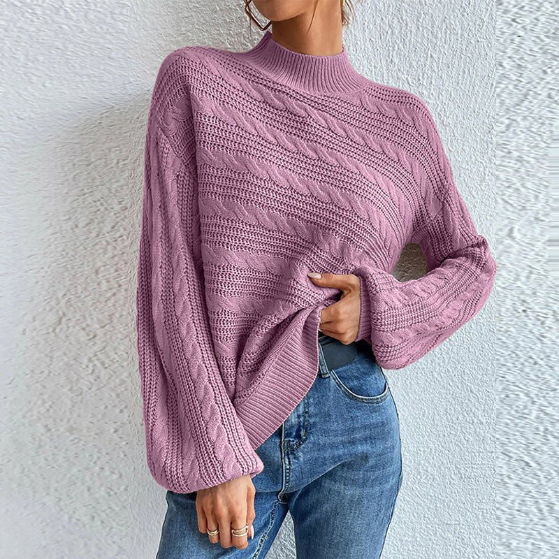 Pull tressé femme chaud hiver