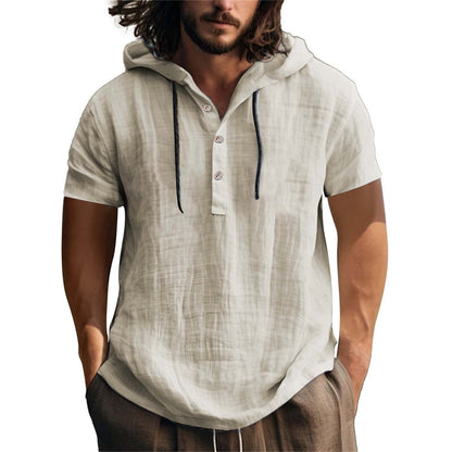 Sweat-shirt à capuche pour homme, manches courtes, décontracté, coupe ample