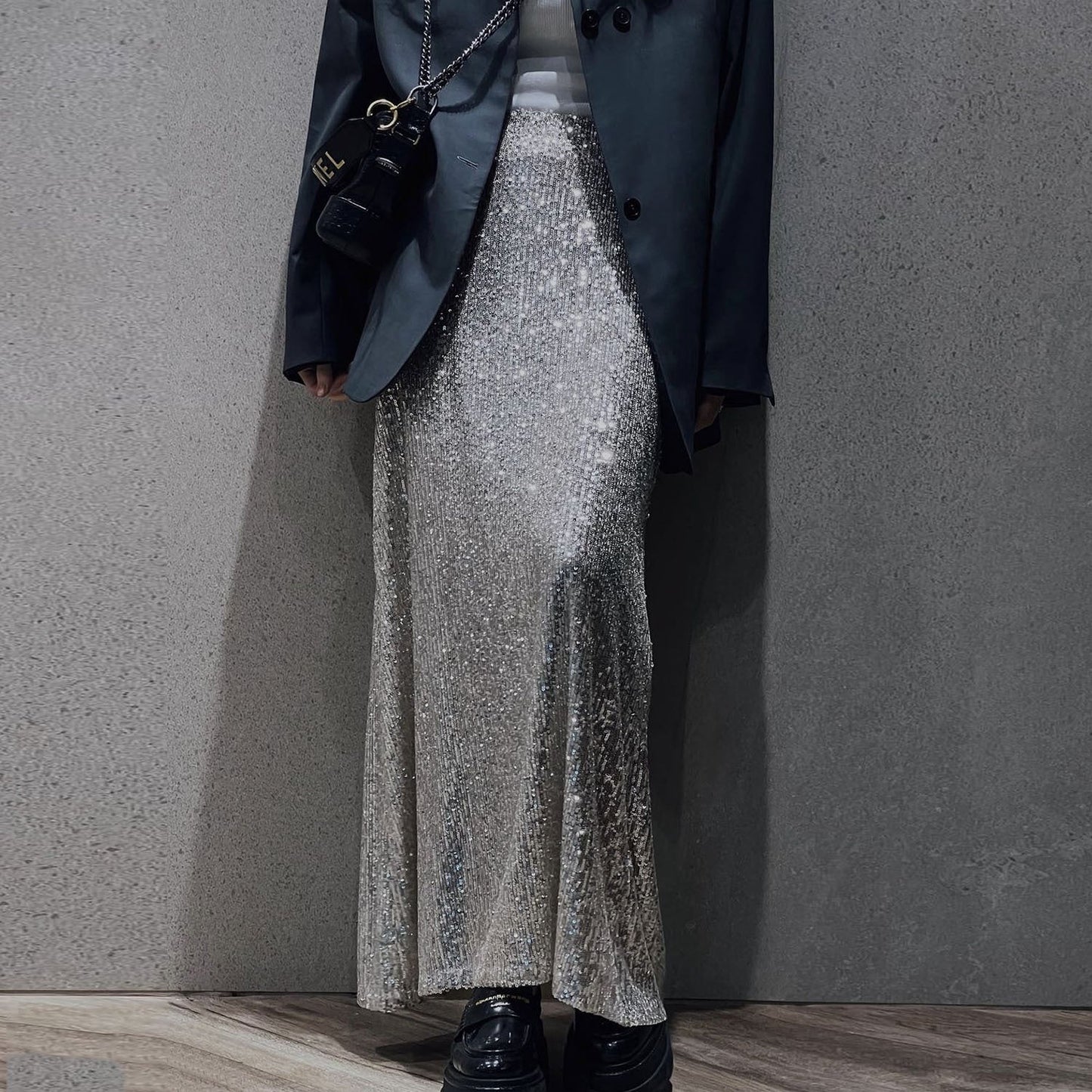 Robe longue pour femme scintillante élégante taille haute