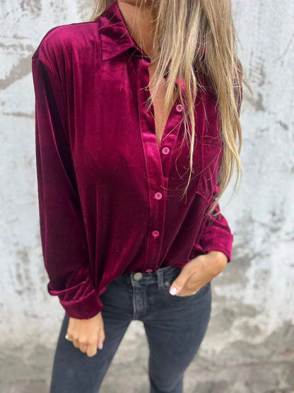 Chemisier élégant en soie pour femme Style classique Manches longues